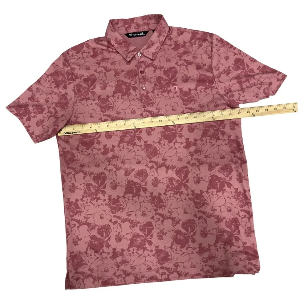 TravisMathew Polo Shirt Mens Size Large Pink Floral‎ Print Golf Top Excellent